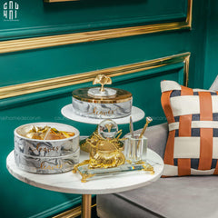 Hộp Bánh Mứt Lá Ngân Hạnh 2 Tầng Millennium Ginkgo D20-Lọ kẹo Canister Bonbonnière-CẬU HAI HOME DECOR