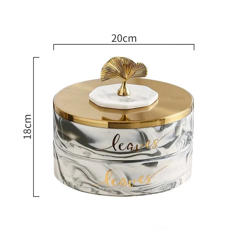 Hộp Bánh Mứt Lá Ngân Hạnh 2 Tầng Millennium Ginkgo D20-Lọ kẹo Canister Bonbonnière-CẬU HAI HOME DECOR