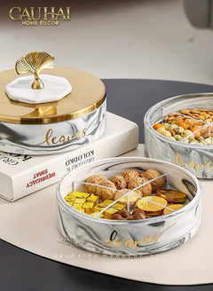 Hộp Bánh Mứt Lá Ngân Hạnh 2 Tầng Millennium Ginkgo D20-Lọ kẹo Canister Bonbonnière-CẬU HAI HOME DECOR
