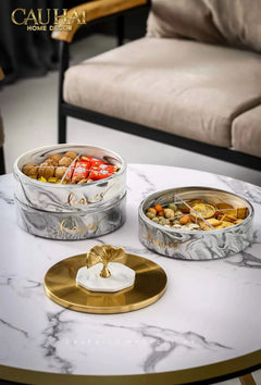 Hộp Bánh Mứt Lá Ngân Hạnh 2 Tầng Millennium Ginkgo D20-Lọ kẹo Canister Bonbonnière-CẬU HAI HOME DECOR