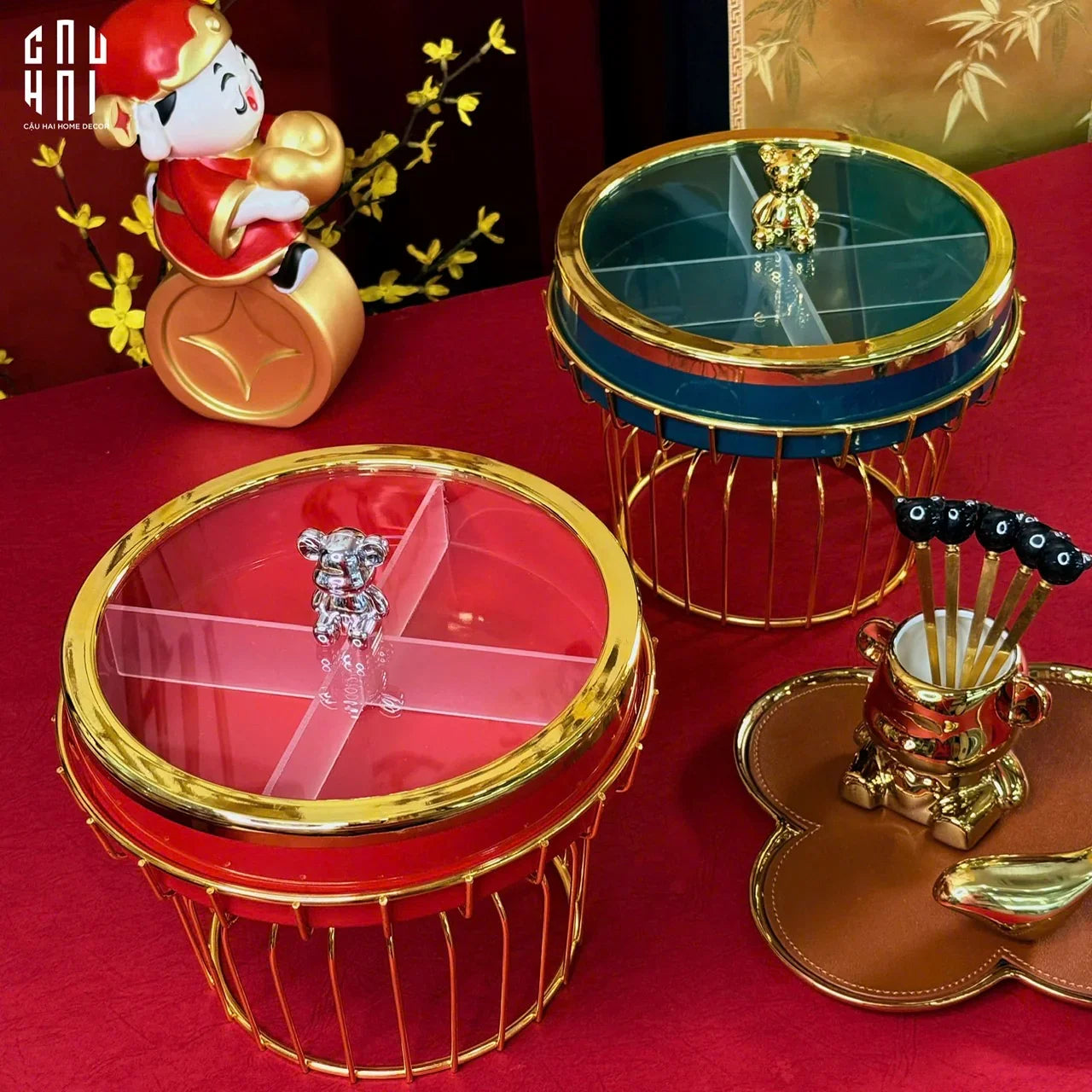 Hộp Bánh Mứt Sứ Tráng Men Alley Améthyste-Lọ kẹo Canister Bonbonnière-CẬU HAI HOME DECOR