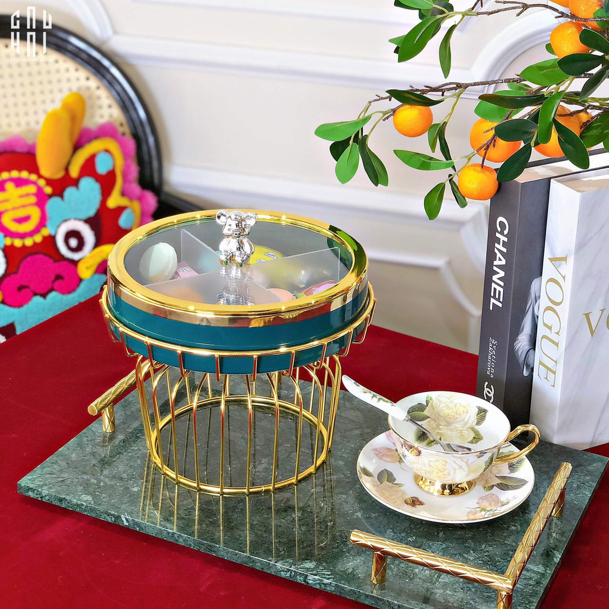 Hộp Bánh Mứt Sứ Tráng Men Alley Améthyste-Lọ kẹo Canister Bonbonnière-Đối tác tại Trung Quốc theo từng đơn đặt hàng-CẬU HAI HOME DECOR