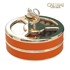 Hộp Bánh Mứt Thiên Nga Jewelry Swan Solitaire Vermilion Patina 26x17-Lọ kẹo Canister Bonbonnière-CẬU HAI HOME DECOR