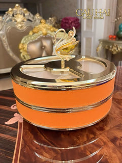Hộp Bánh Mứt Thiên Nga Jewelry Swan Solitaire Vermilion Patina 26x17-Lọ kẹo Canister Bonbonnière-CẬU HAI HOME DECOR