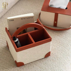 Hộp Da Đựng Remote Marron 3 Ngăn-HỘP TRANG SỨC-CẬU HAI HOME DECOR