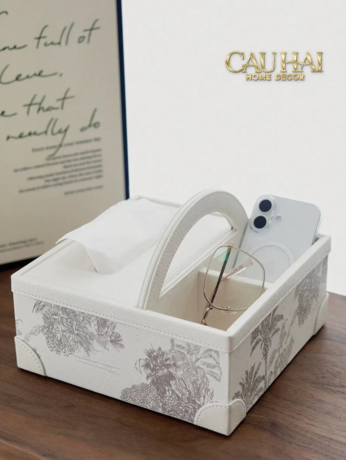Hộp Khăn Giấy 3 Ngăn Handy Opaline Flora Tonkin-HỘP KHĂN GIẤY-CẬU HAI HOME DECOR