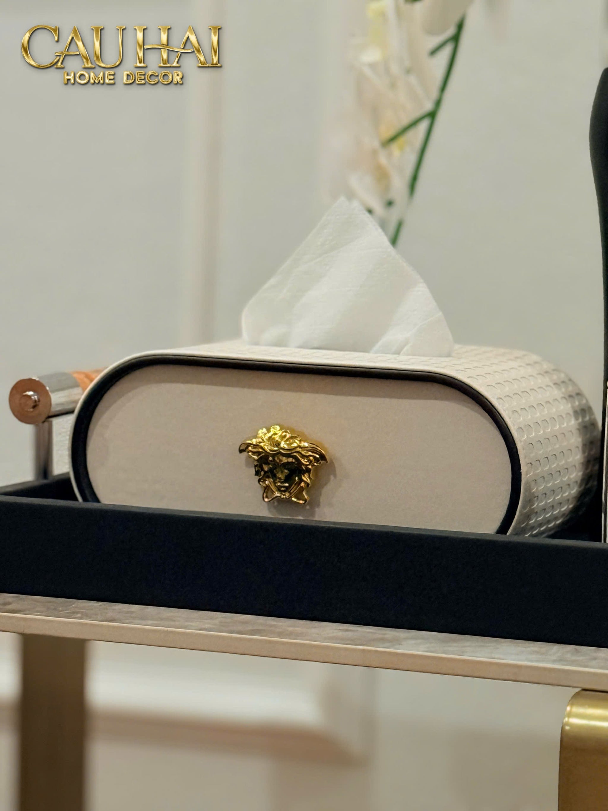 Hộp Khăn Giấy Blanc Leather Orbit Opaline Medusa Édition 13x22-HỘP KHĂN GIẤY-CẬU HAI HOME DECOR