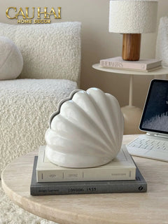 Hộp Khăn Giấy Ceramic Snow Nordic Shell Box-HỘP KHĂN GIẤY-CẬU HAI HOME DECOR