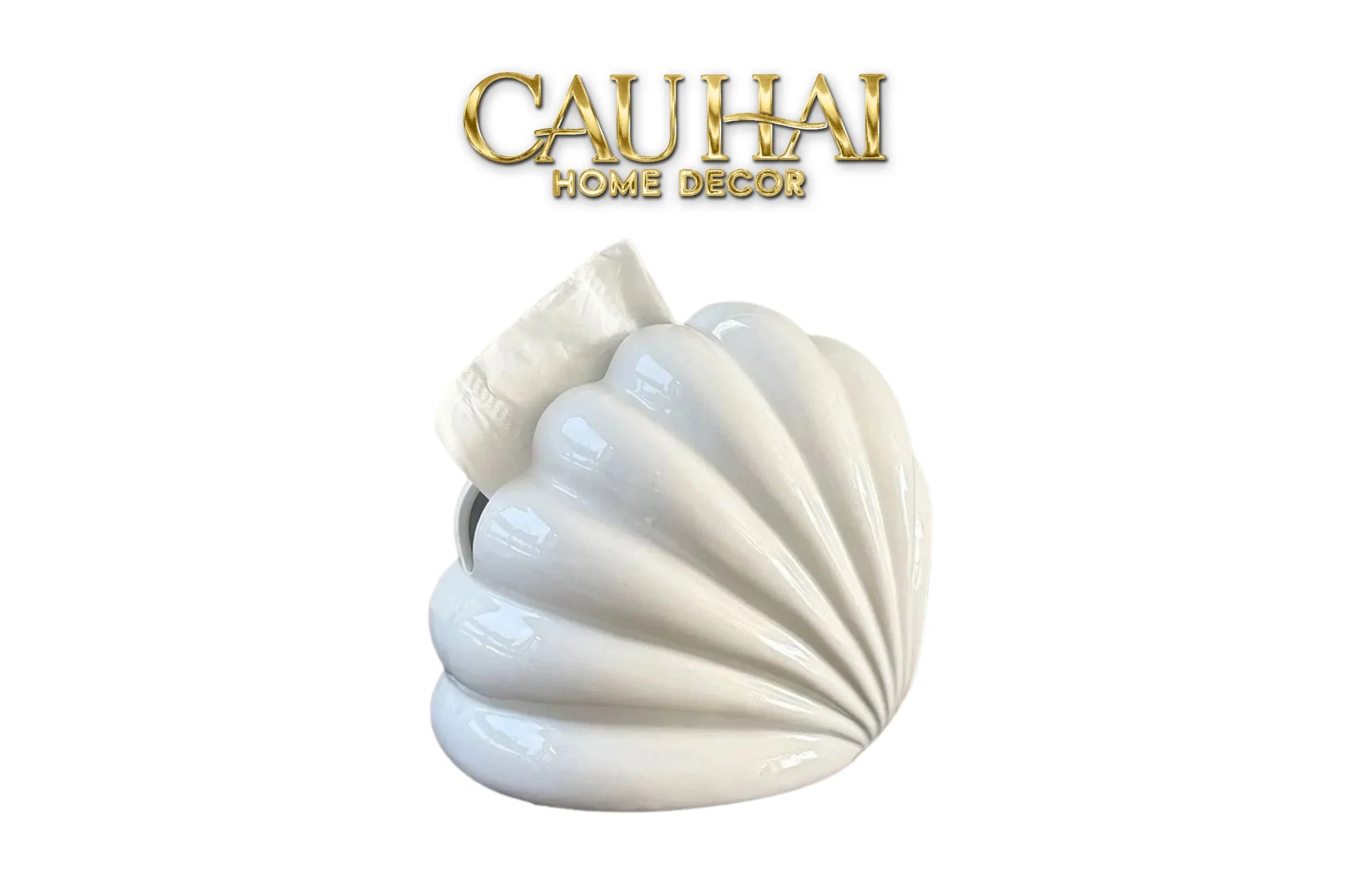 Hộp Khăn Giấy Ceramic Snow Nordic Shell Box-HỘP KHĂN GIẤY-CẬU HAI HOME DECOR