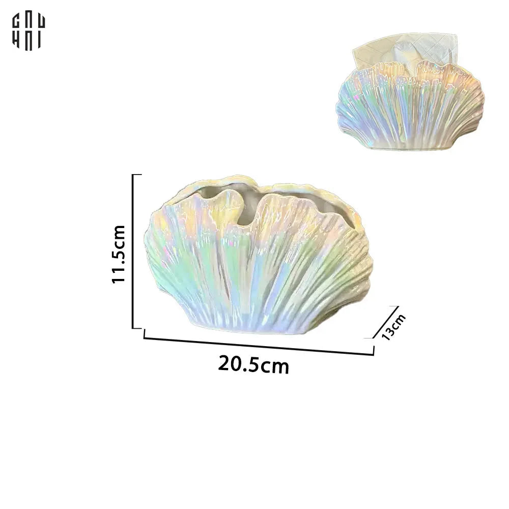 Hộp Khăn Giấy Ceramic White Seashell-HỘP KHĂN GIẤY-CẬU HAI HOME DECOR