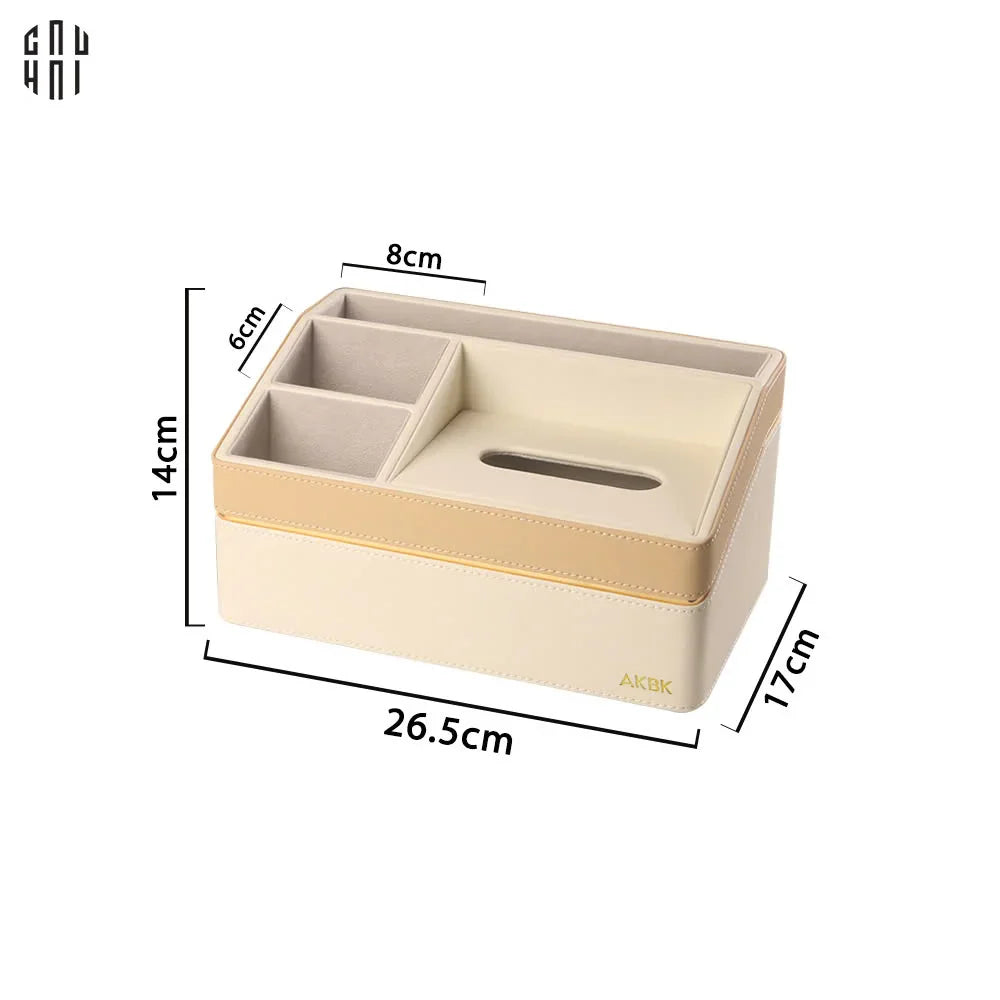 Hộp Khăn Giấy Da 4 Ngăn Remote - D'Ivoire Céline Tissue Box 17x26-HỘP KHĂN GIẤY-CẬU HAI HOME DECOR