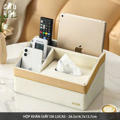 Hộp Khăn Giấy Da 4 Ngăn Remote - D'Ivoire Céline Tissue Box 17x26-CẬU HAI HOME DECOR