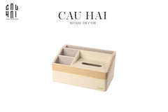 Hộp Khăn Giấy Da 4 Ngăn Remote - D'Ivoire Céline Tissue Box 17x26-CẬU HAI HOME DECOR
