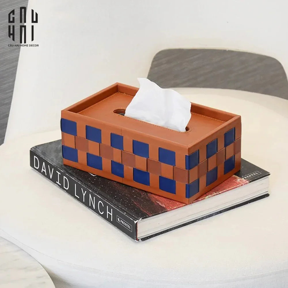 Hộp Khăn Giấy Da Auburn Ruban Leather Tissue Box-HỘP KHĂN GIẤY-CẬU HAI HOME DECOR