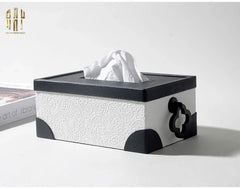 Hộp Khăn Giấy Da Black Ivory Lace - Noir Fw25-HỘP KHĂN GIẤY-CẬU HAI HOME DECOR