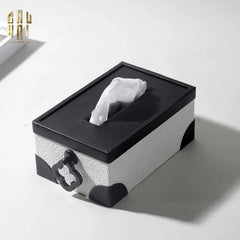 Hộp Khăn Giấy Da Black Ivory Lace - Noir Fw25-HỘP KHĂN GIẤY-CẬU HAI HOME DECOR