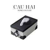 Hộp Khăn Giấy Da Black Ivory Lace - Noir Fw25-HỘP KHĂN GIẤY-CẬU HAI HOME DECOR