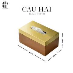 Hộp Khăn Giấy Da Cao Cấp Cognac-HỘP KHĂN GIẤY-CẬU HAI HOME DECOR