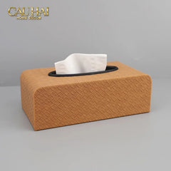 Hộp Khăn Giấy Da Đan Intrecciato Woven Leather Ebène Brown 13x24-HỘP KHĂN GIẤY-CẬU HAI HOME DECOR