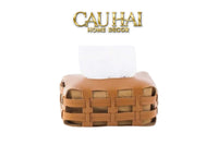 Hộp Khăn Giấy Da Đan Signature Orange Lux Leather Carré Vanity Tissue Holder-HỘP KHĂN GIẤY-CẬU HAI HOME DECOR