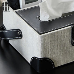 Hộp Khăn Giấy Da Handy Black Evelyn-HỘP KHĂN GIẤY-CẬU HAI HOME DECOR