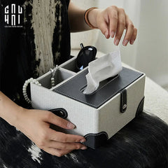 Hộp Khăn Giấy Da Handy Black Evelyn-HỘP KHĂN GIẤY-CẬU HAI HOME DECOR
