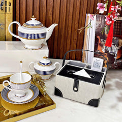 Hộp Khăn Giấy Da Handy Black Evelyn-HỘP KHĂN GIẤY-CẬU HAI HOME DECOR