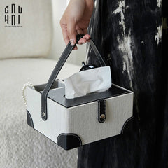 Hộp Khăn Giấy Da Handy Black Evelyn-HỘP KHĂN GIẤY-CẬU HAI HOME DECOR