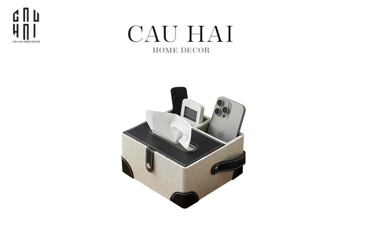 Hộp Khăn Giấy Da Handy Black Evelyn-HỘP KHĂN GIẤY-CẬU HAI HOME DECOR