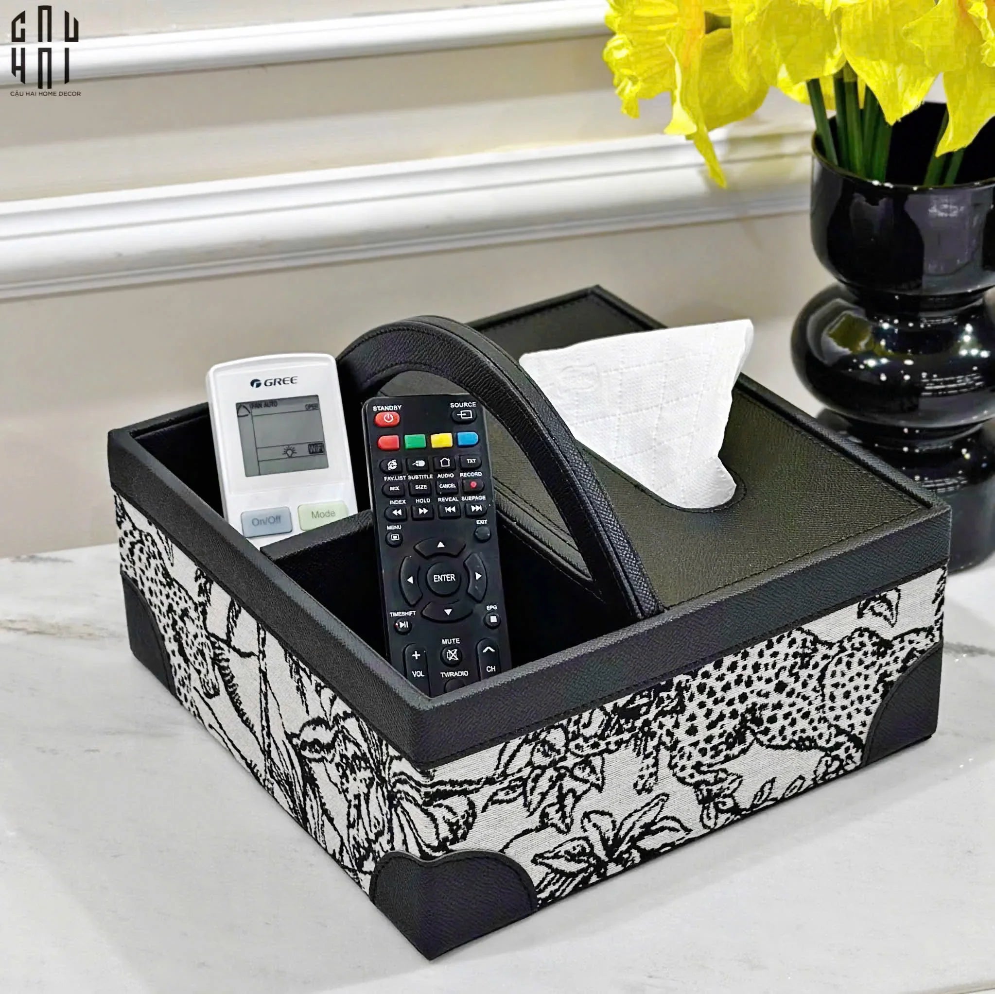 Hộp Khăn Giấy Da Handy Jungle Toile D.O-HỘP KHĂN GIẤY-CẬU HAI HOME DECOR