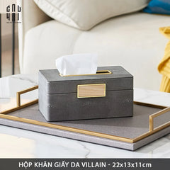 Hộp Khăn Giấy Da Lux Leather Villain-HỘP KHĂN GIẤY-CẬU HAI HOME DECOR