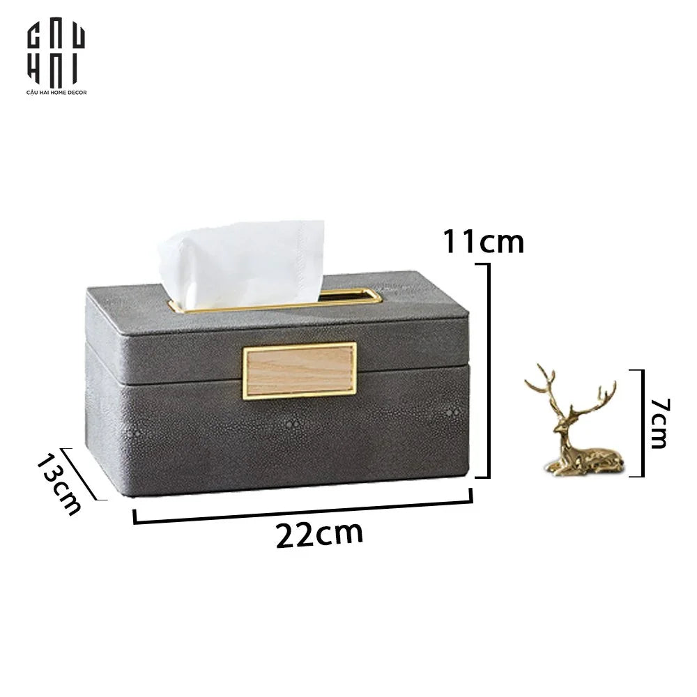 Hộp Khăn Giấy Da Lux Leather Villain-HỘP KHĂN GIẤY-CẬU HAI HOME DECOR