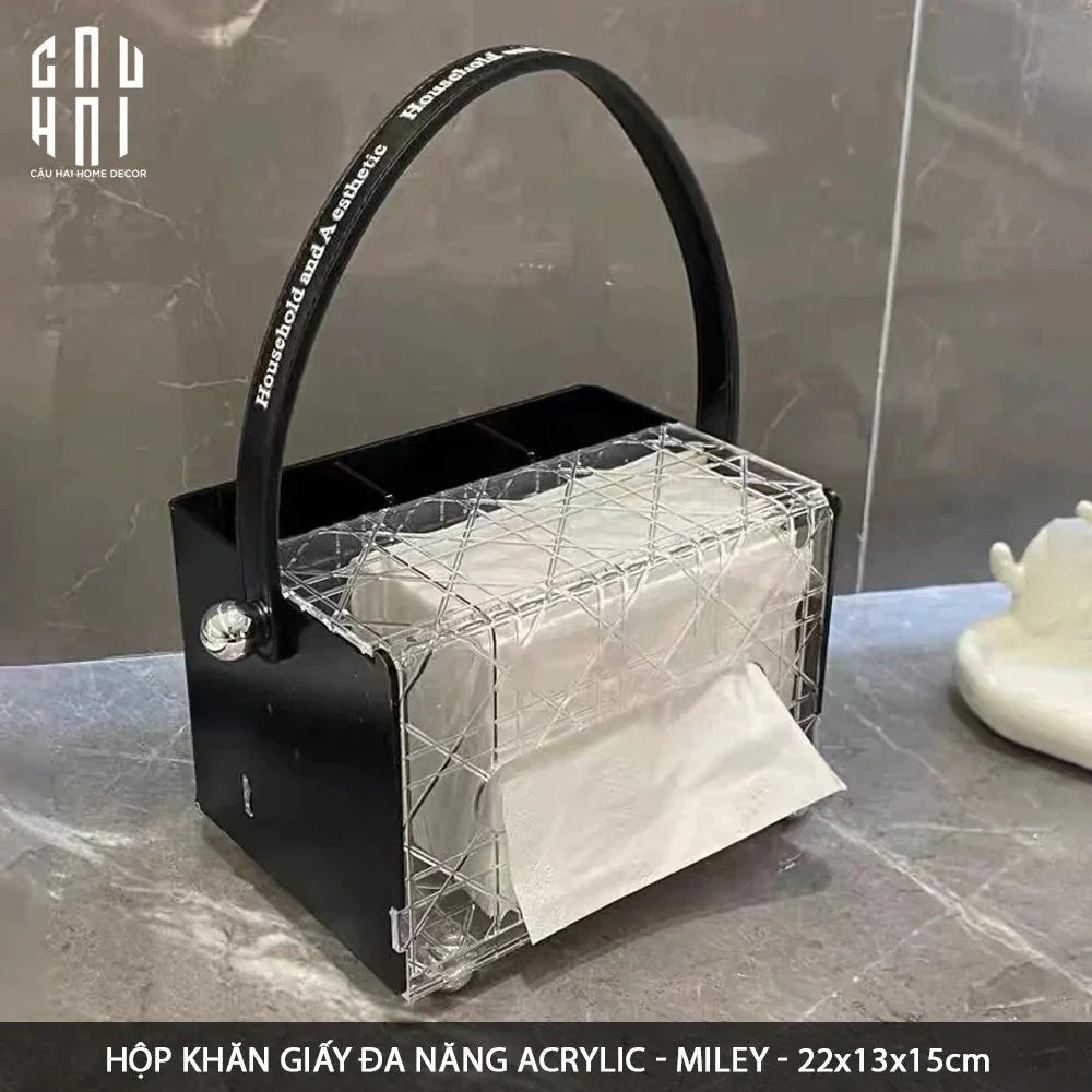 Hộp Khăn Giấy Đa Năng Acrylic - Miley-HỘP KHĂN GIẤY-CẬU HAI HOME DECOR