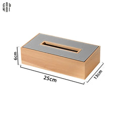 Hộp Khăn Giấy Gỗ Bọc Da Ethan Signature Atélier Luxe Leather - Le Gris Étain 13x25-CẬU HAI HOME DECOR