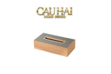 Hộp Khăn Giấy Gỗ Bọc Da Ethan Signature Atélier Luxe Leather - Le Gris Étain 13x25-HỘP KHĂN GIẤY-CẬU HAI HOME DECOR
