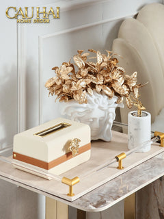 Hộp Khăn Giấy Lux Ivory Leather Medus Spéciale Édition-HỘP KHĂN GIẤY-CẬU HAI HOME DECOR