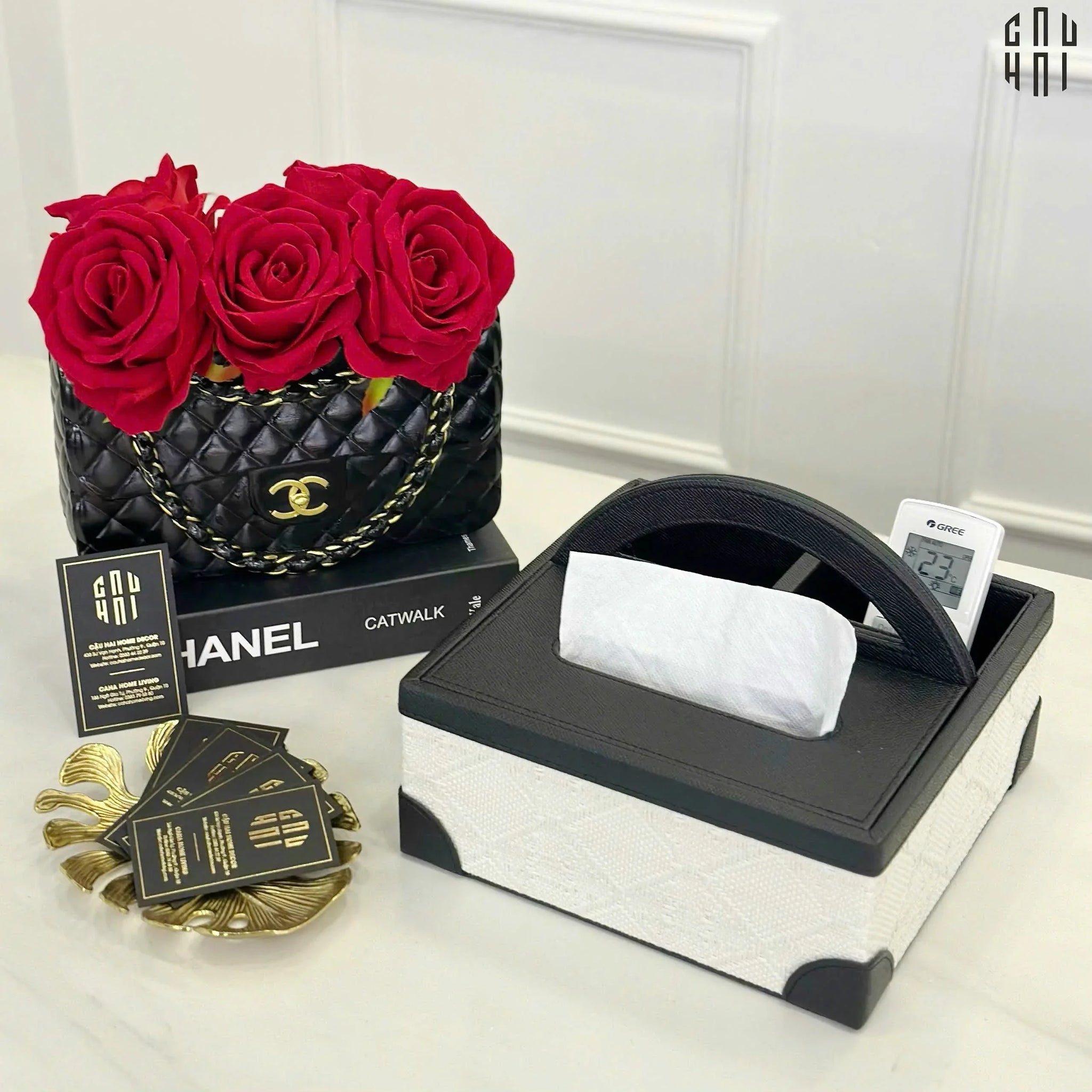 Hộp Khăn Giấy Lux Leather Noire Mystique-HỘP KHĂN GIẤY-CẬU HAI HOME DECOR