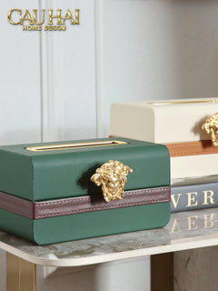 Hộp Khăn Giấy Lux Veridant Leather - Medusa Spéciale Édition-HỘP KHĂN GIẤY-CẬU HAI HOME DECOR