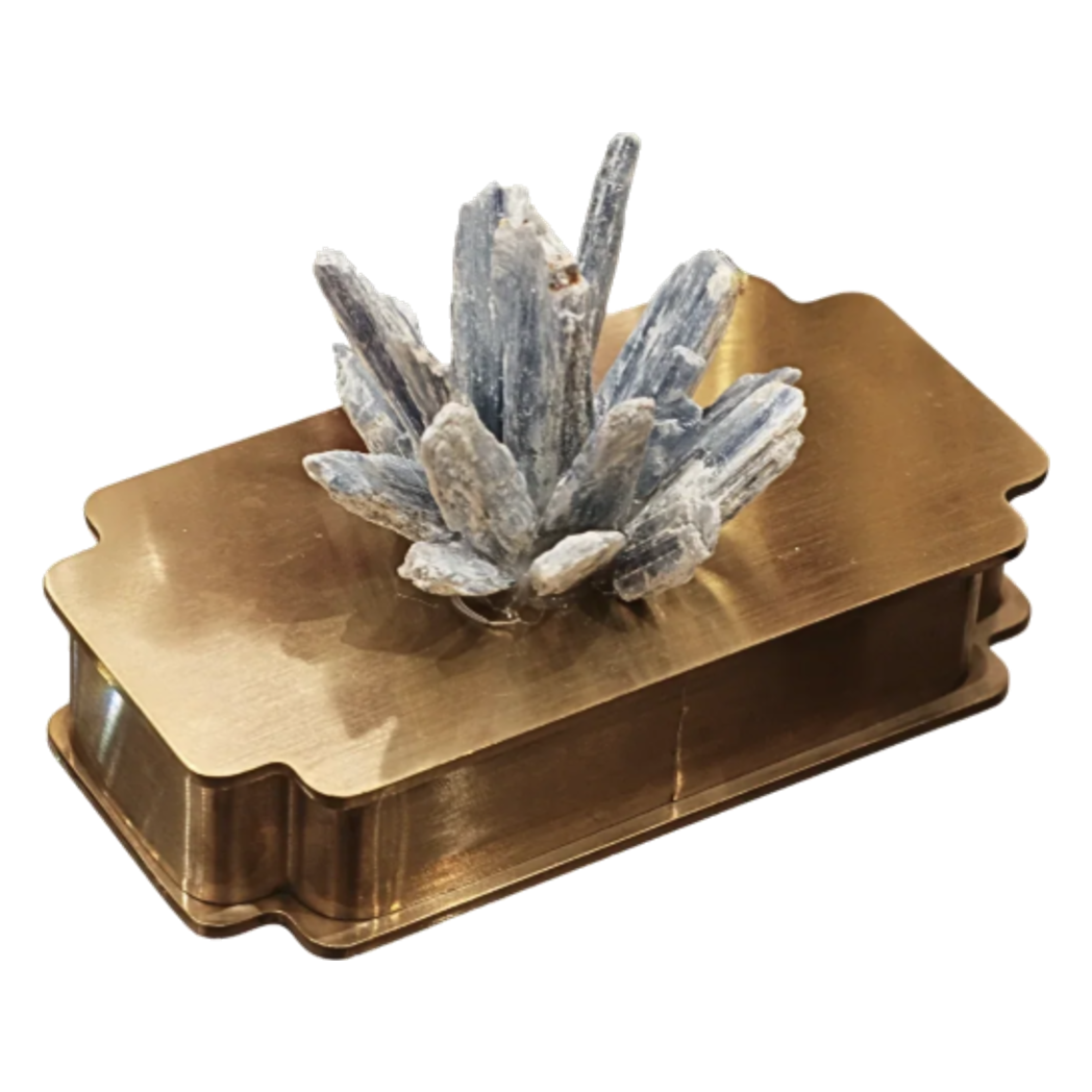 Hộp Tăm Bông Inox Đính Thạch Anh Cristal Minéral D'Or Toothpick Holder 6x12