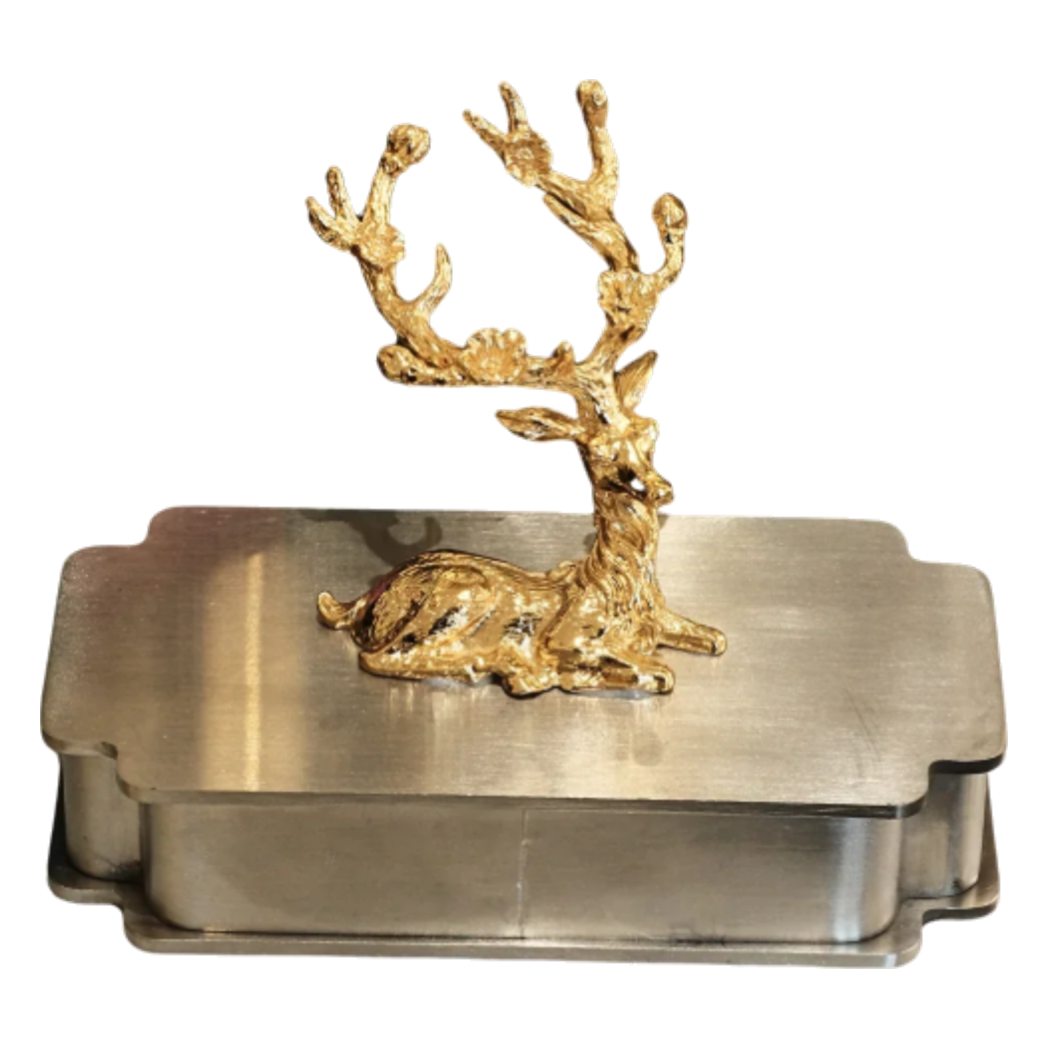 Hộp Tăm Bông Inox Laying Alley Cerf Héritage D'Or Toothpick Holder 6x12-Lọ Tăm bông - Bathroom Vanity-CẬU HAI HOME DECOR-CẬU HAI HOME DECOR