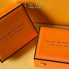 Hộp Trang Sức Da Màu Cam Biểu Tượng Lux Leather H-Signature-TƯỢNG TRANG TRÍ-CẬU HAI HOME DECOR