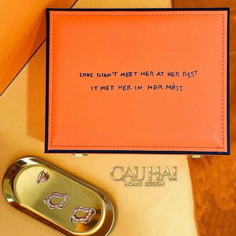 Hộp Trang Sức Da Màu Cam Biểu Tượng Lux Leather H-Signature-TƯỢNG TRANG TRÍ-CẬU HAI HOME DECOR