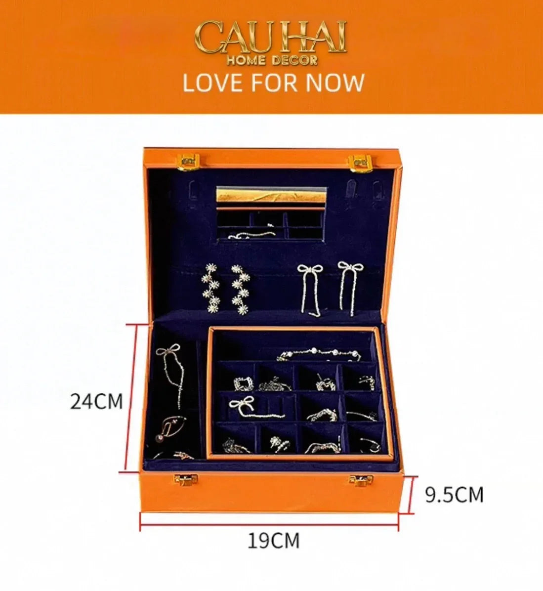 Hộp Trang Sức Da Màu Cam Biểu Tượng Lux Leather H-Signature-TƯỢNG TRANG TRÍ-CẬU HAI HOME DECOR