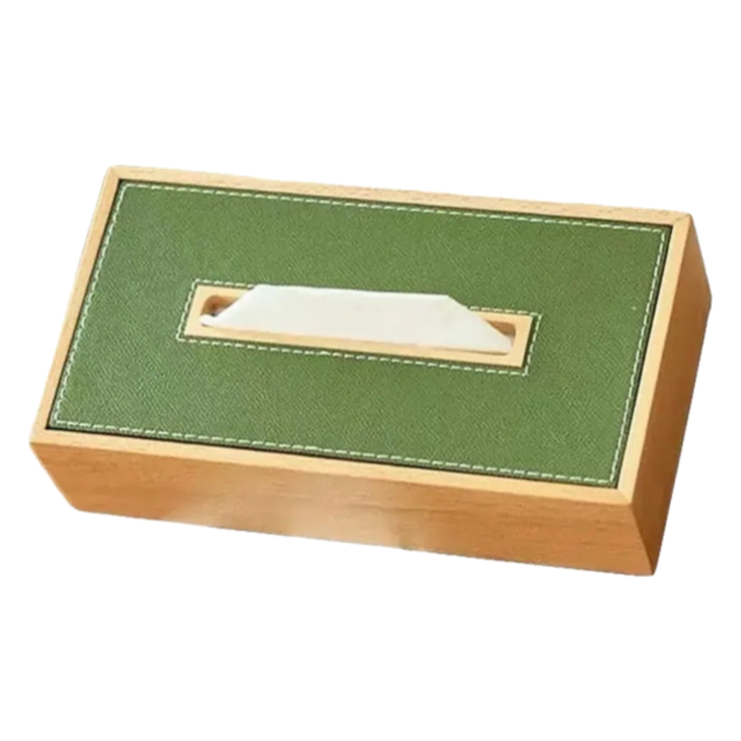 Hộp Khăn Giấy Gị Bọc Da Ethan Signature Atélier Luxe Leather - Vert Olive 13x25-HỘP KHĂN GIẤY-CẬU HAI HOME DECOR