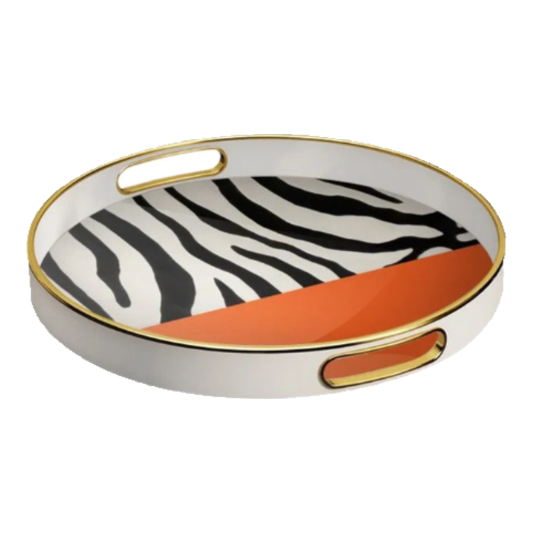 Khay Gỗ Tròn  Acrylic Sauvage Vermilion  Zebra Round Serving Trays D35