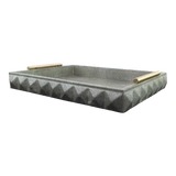 Khay Da Chữ Nhật Gothic Inspired - Geometric Gris Leather Changing Tray 38x30cm-KHAY TRANG TRÍ-CẬU HAI HOME DECOR-CẬU HAI HOME DECOR
