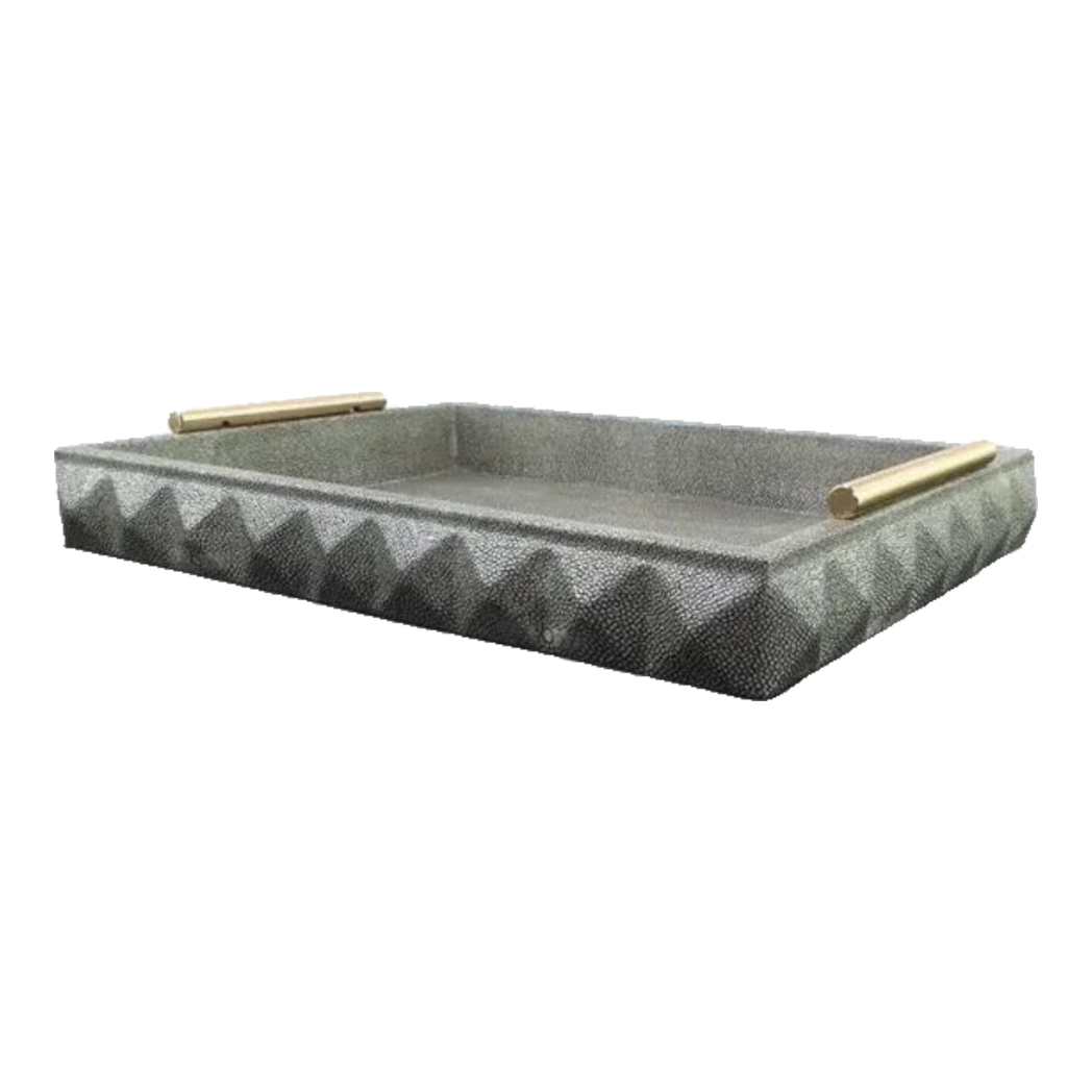 Khay Da Chữ Nhật Gothic Inspired -  Geometric Gris Leather Changing Tray 38x30cm