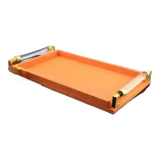 Khay Da Chữ Nhật Amber Touch Acrylic Handles Signature Sienna Leather Trays 42x26cm-KHAY TRANG TRÍ-CẬU HAI HOME DECOR-CẬU HAI HOME DECOR