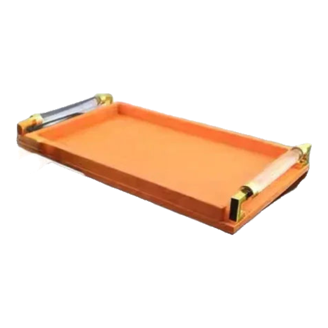 Khay Da Chữ Nhật Amber Touch Acrylic Handles Signature  Sienna Leather Trays 42x26cm