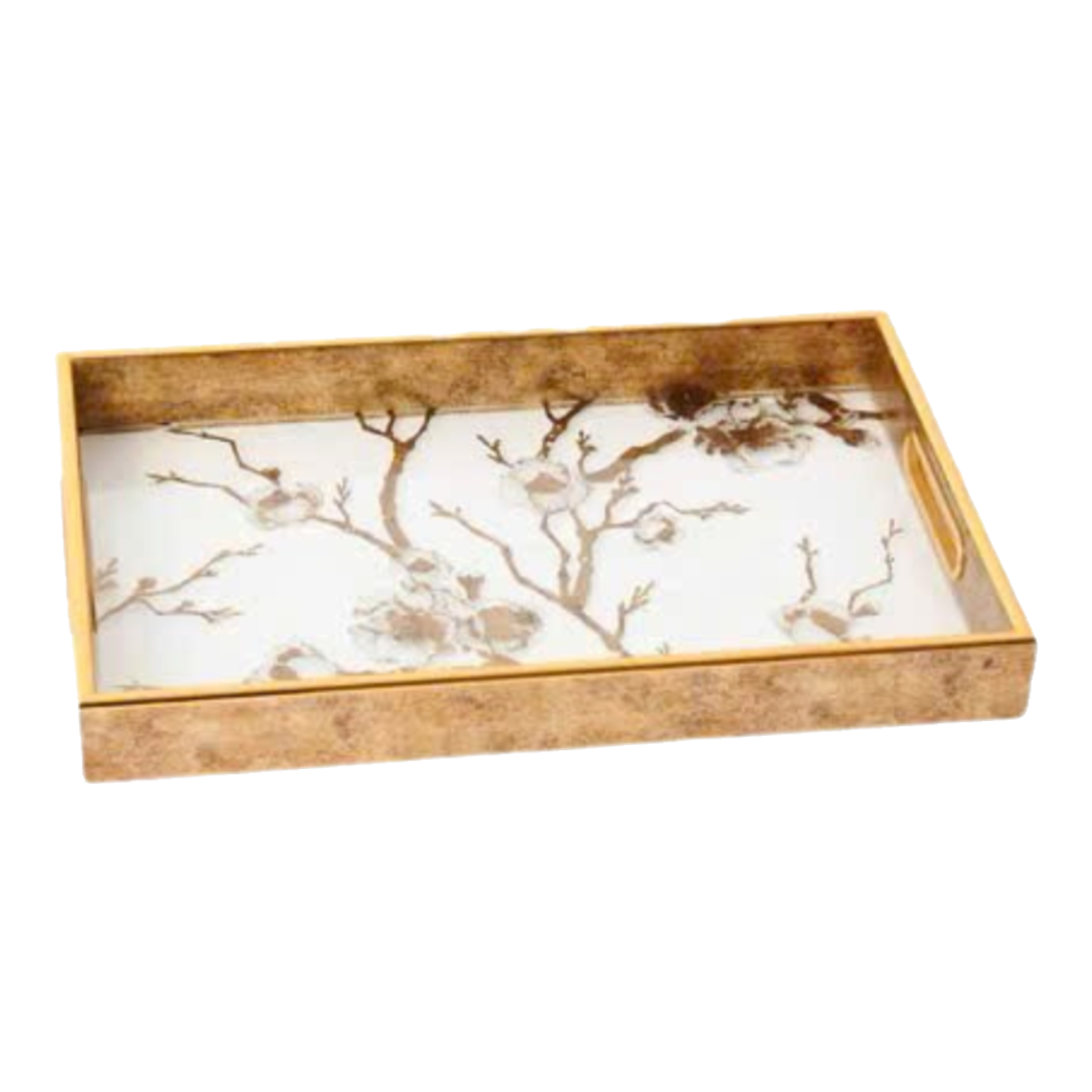 Khay Gương Chữ Nhật   Cherry Blossom Vintage Decorative Trays 22X35